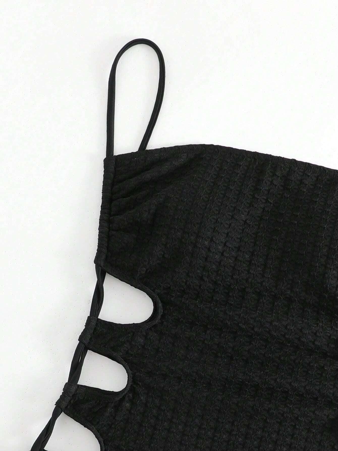 Swim Basics Summer Beach Cut Out Drawstring Side Cami One Piece Swimsuit