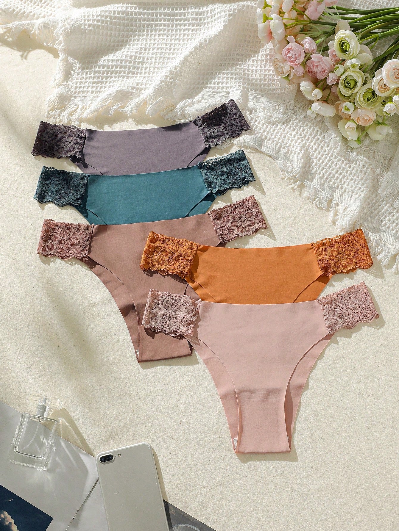 5Pack Contrast Lace Panty Lingerie