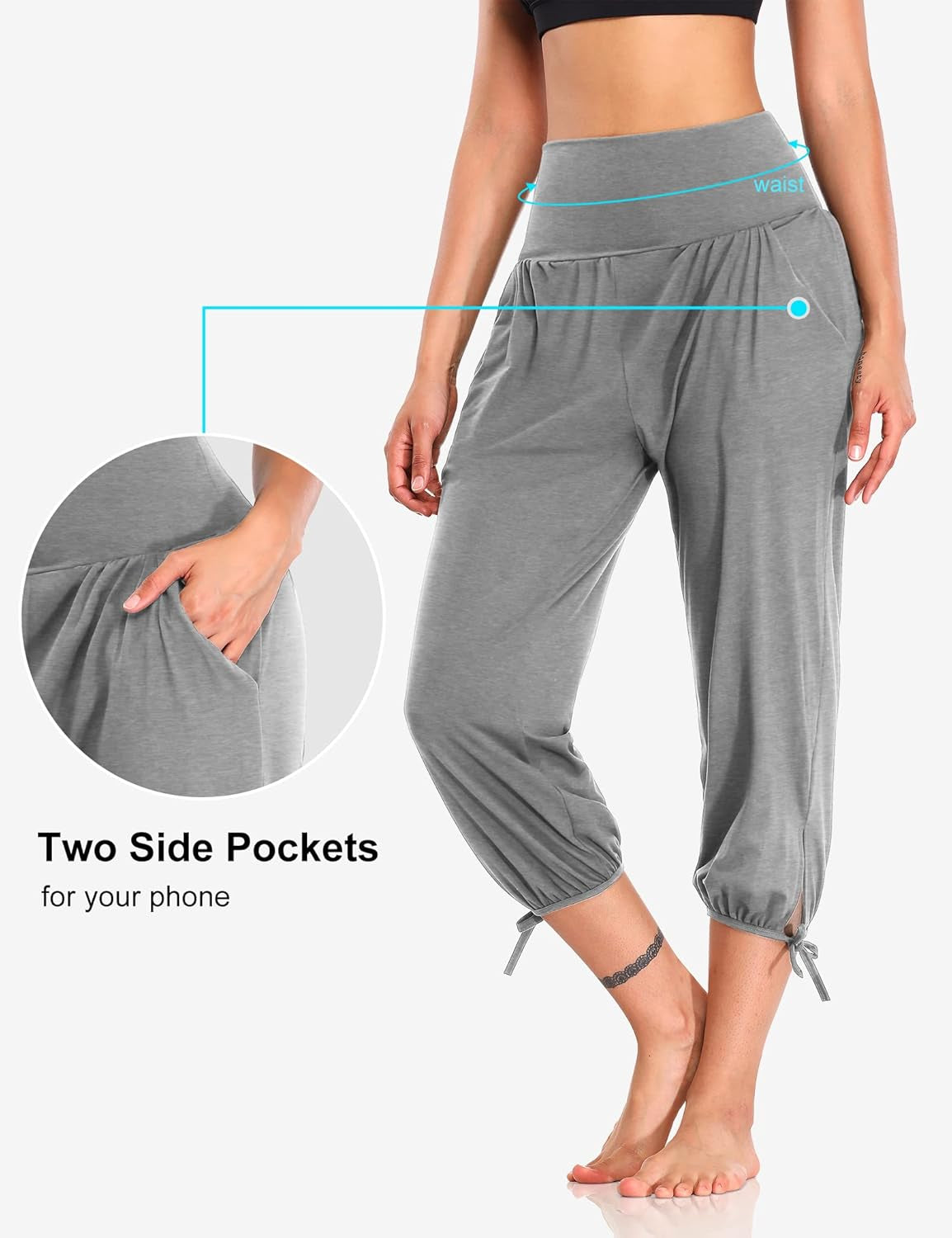 Womens Yoga Pants Capri Loose Workout Sweatpants Comfy Lounge Joggers with Pockets