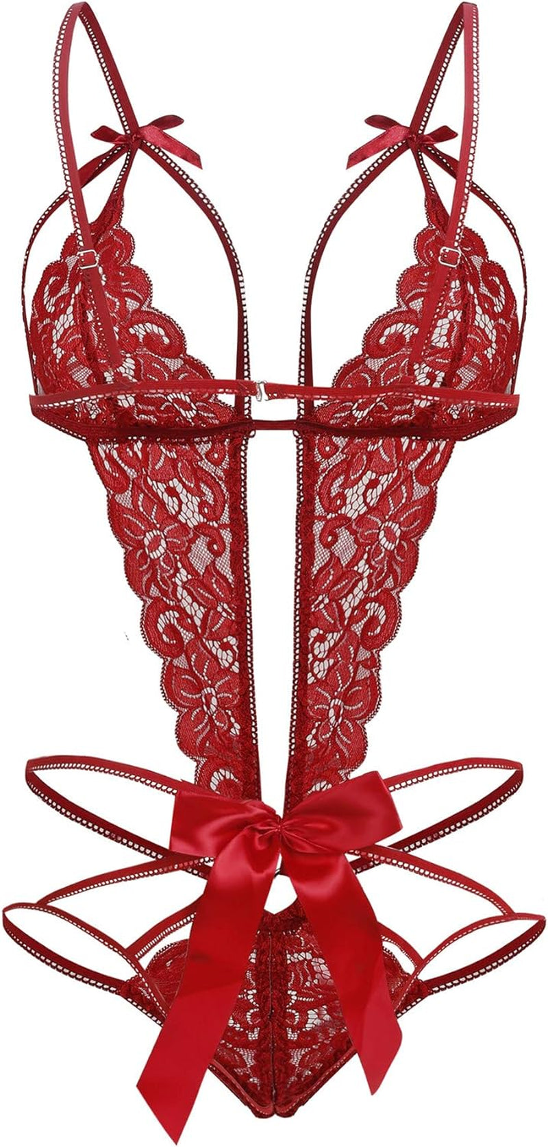 Women'S Deep V Lace Teddy One Piece Lingerie Cutout Strappy Lingerie